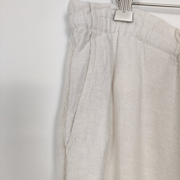 Time and Tru Women's Pants Sz L White Linen Rayon Wide Leg Drawstring Resortwear - Picture 3 of 10